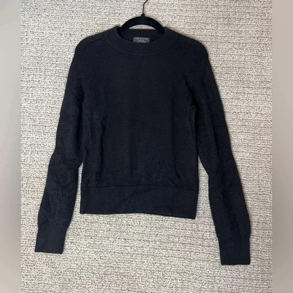 Rag & Bone 100% Cashmere Black Crew Neck Sweater